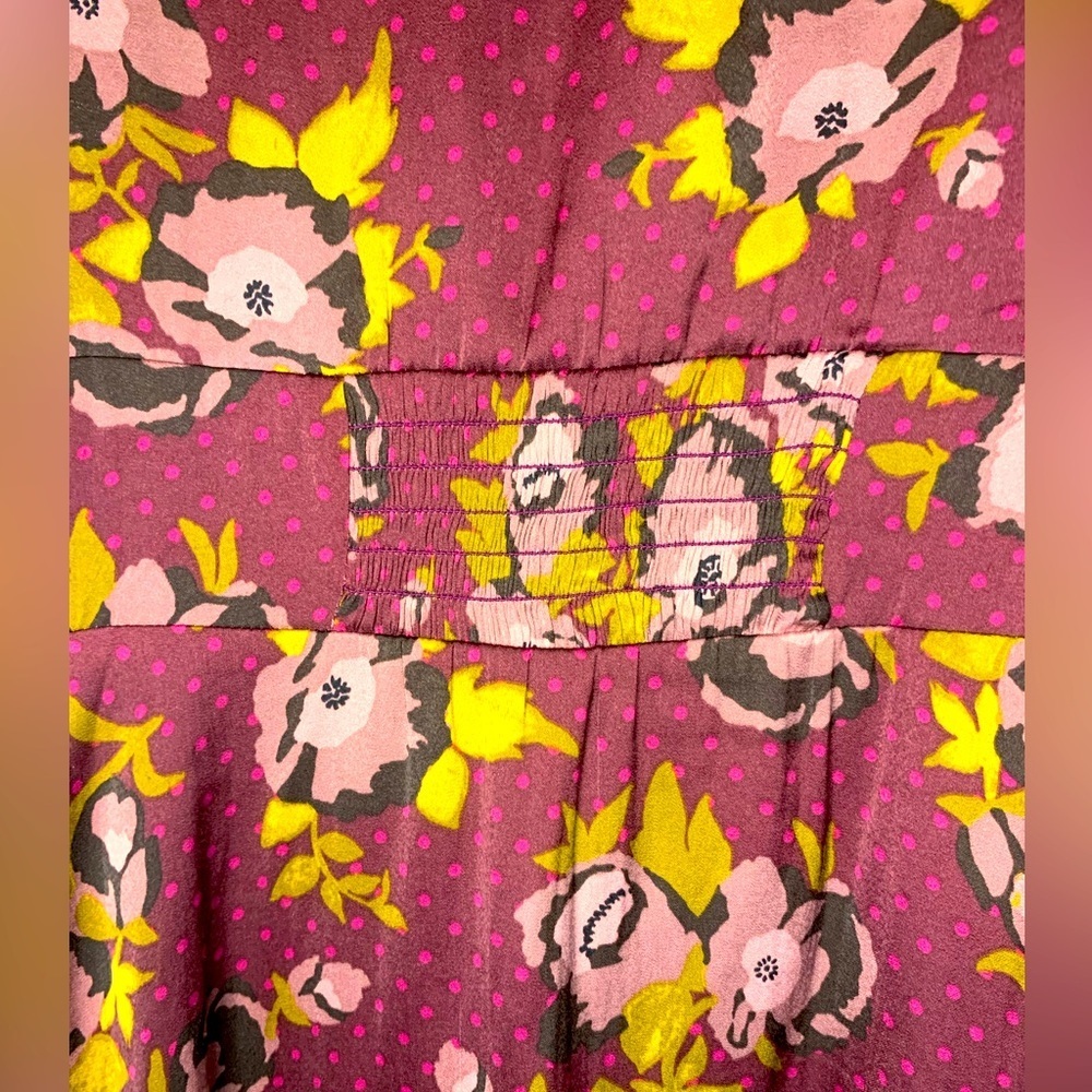 Free People Women’s Morning Light Floral Print Ruched Dress Size 2! - Picture 11 of 13